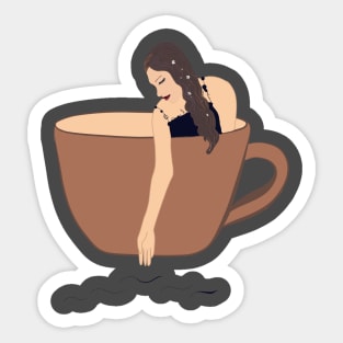 Girl coffee cup Sticker